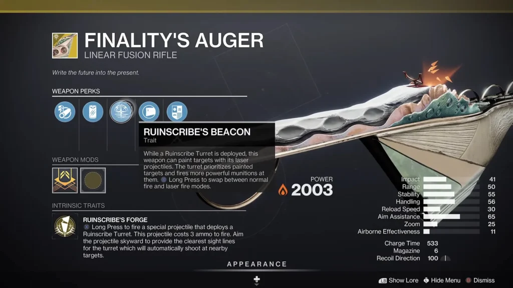 Finality's Auger no Sundered Doctrine Destiny 2